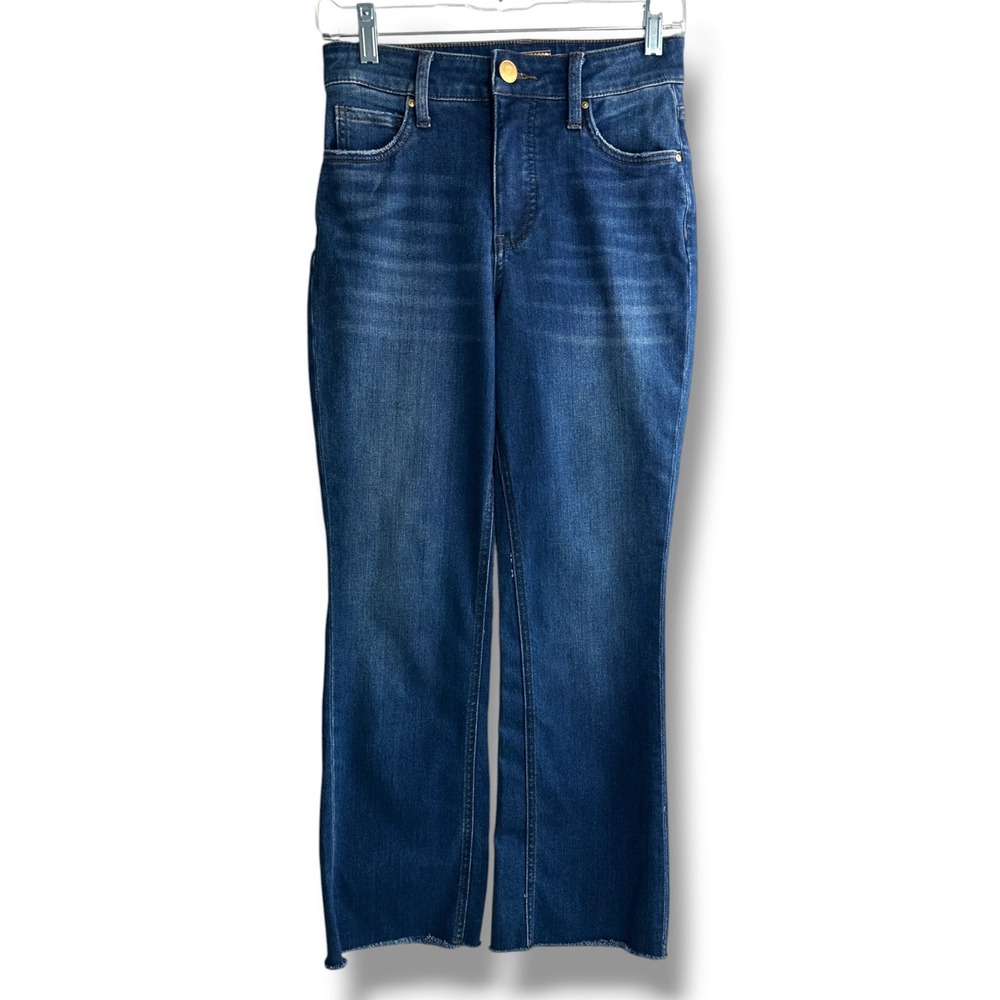 KUT from the Kloth Kelsey Ankle Flare Jeans Women 0 Fab Ab High Rise Raw Hem
